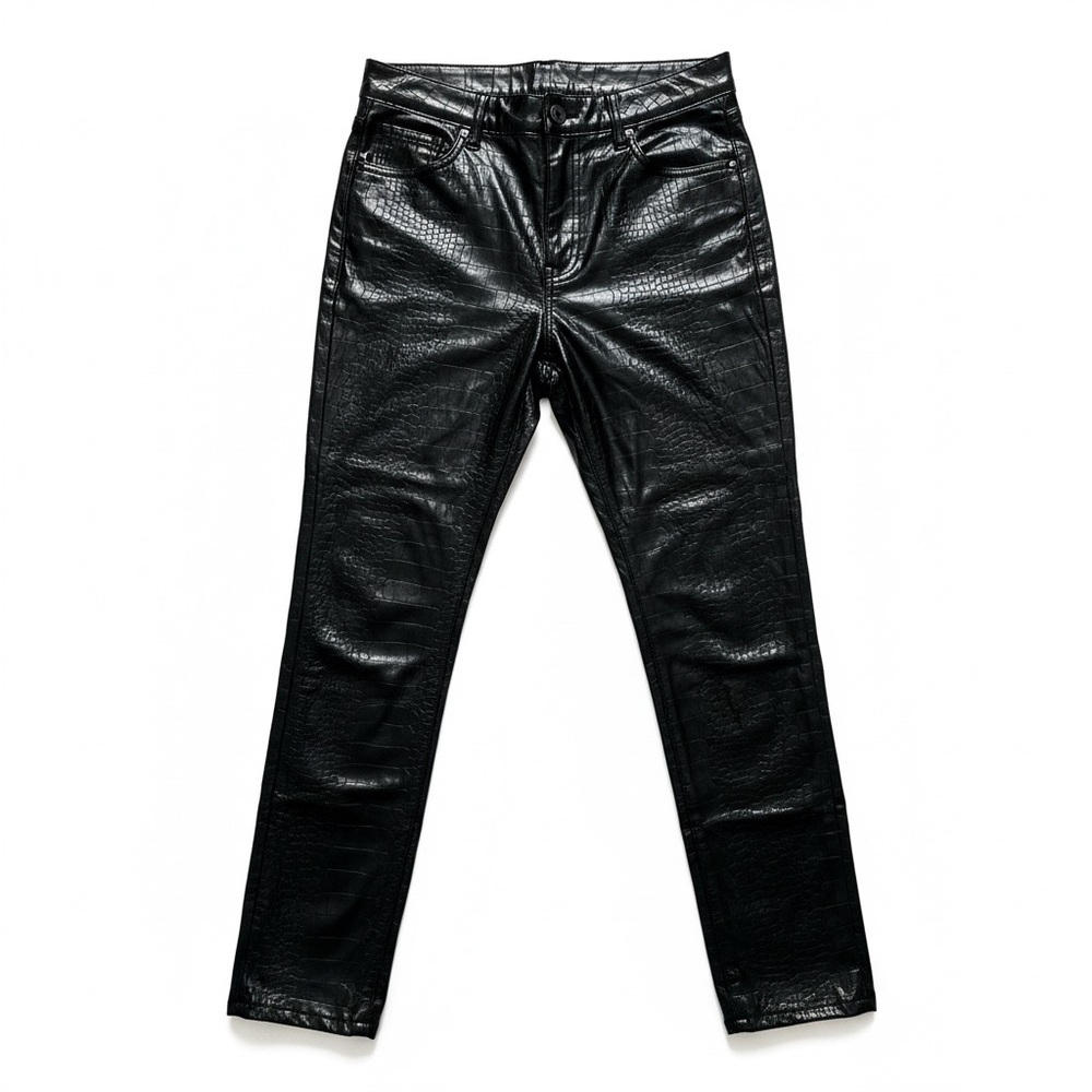 Divided H&M Faux Snakeskin Black Skinny Pants Vegan Leather Size 2